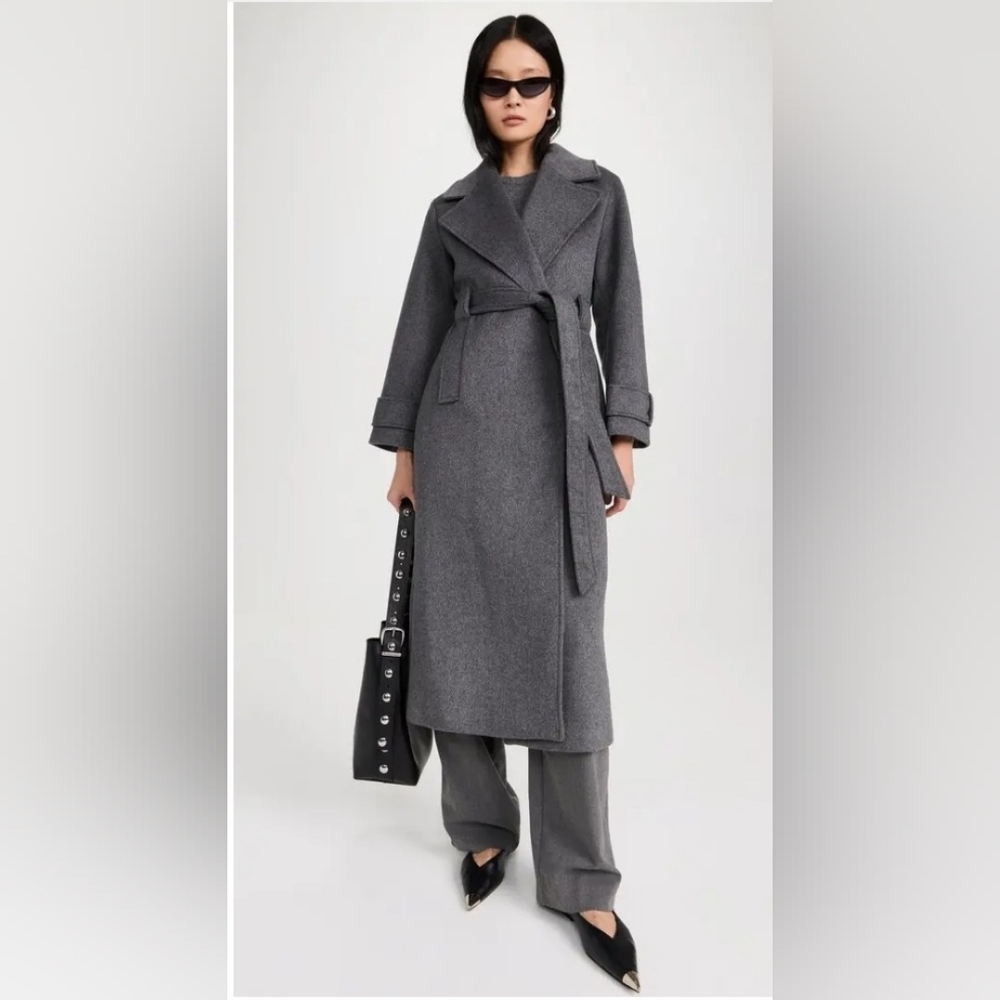 Aligne Brand New With Tags George Wool Blend Wrap Coat - Grey
